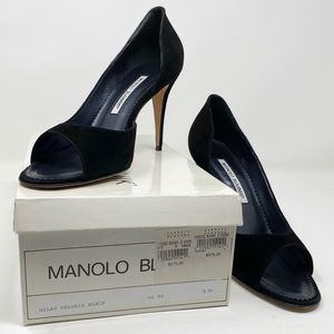 Manolo Blahnik Milas Velukid Black Heels